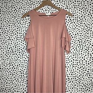 charming charlie | pink cold shoulder dress